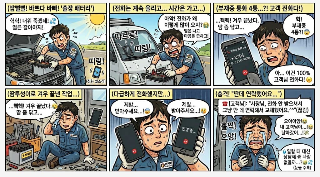 업무 중 전화를 받지 못해 부재중 전화가 쌓이고 고객을 놓치는 상황